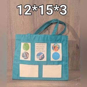 Stylish Teal and Cream Tote Bag